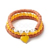 3Pcs 3 Style Natural Gemstone & Acrylic Word Love Beaded Stretch Bracelets Set with Alloy Enamel Heart Charms BJEW-JB08924-3