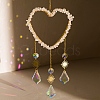 Heart Natural Quartz Crystal Chips Hanging Ornaments HJEW-G024-01B-1