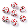 Printed Natural Wooden Fruit Beads WOOD-T021-106-3