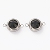Stainless Steel Color Plated 304 Stainless Steel Pave Cubic Zirconia Links Connectors LS-STAS-I169-02P-04-1