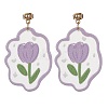 6 Pair 6 Style Acrylic Flower Dangle Stud Earrings EJEW-JE05471-4
