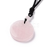 Natural Rose Quartz Triskele/Triskelion Pendant Necklace with Nylon Cord for Women NJEW-E091-01E-4
