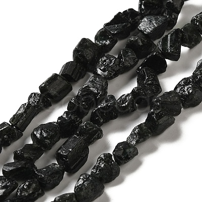 Raw Rough Natural Black Tourmaline Beads Strands G-I283-G09-02-1