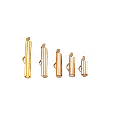 Brass Slide On End Clasp Tubes KK-TA0007-29G-1