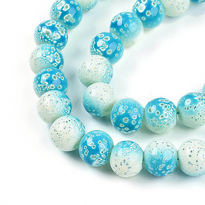 Transparent Baking Paint Glass Beads Strands DGLA-N009-8mm-05-1