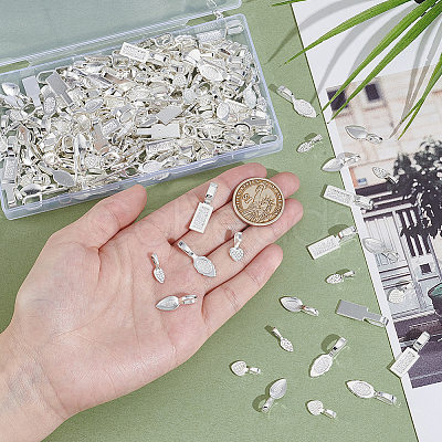 225Pcs 5 Styles Tibetan Style Glue-on Flat Pad Bails TIBEP-GA0001-04B-1