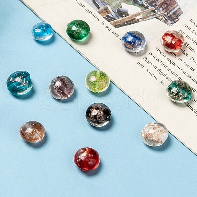Handmade Gold Sand Lampwork Beads SLFG12mmY-1-1