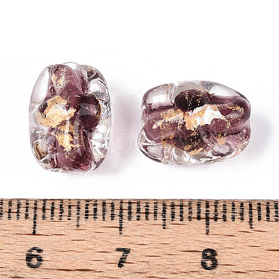 Handmade Gold & Silver Foil Glass Beads FOIL-N030-02B-1