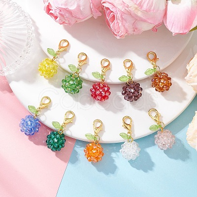 10Pcs Fruits Glass Pendant Decorations HJEW-MZ00339-1
