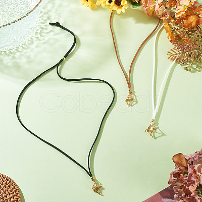 3Pcs Faux Suede Macrame Pouch Pendant Necklaces NJEW-TAC0052-01-1