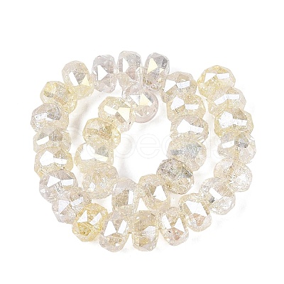 Electroplate Transparent Crackle Glass Beads Strands EGLA-Q135-01A-B02-1