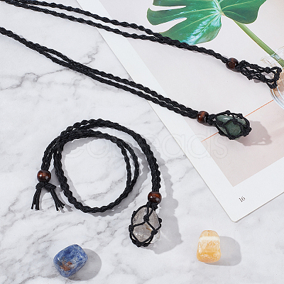 6Pcs Adjustable Waxed Cord Macrame Pouch Empty Stone Holder Necklace Making NJEW-BBC0001-08C-1