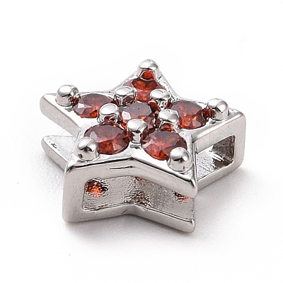 Eco-friendly Brass Micro Pave Cubic Zirconia Slide Charms KK-D079-14P-1