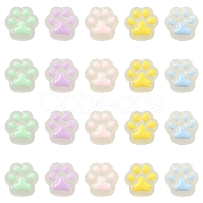 25Pcs 5 Colors Translucent Resin Cabochons RESI-YW0004-90-1