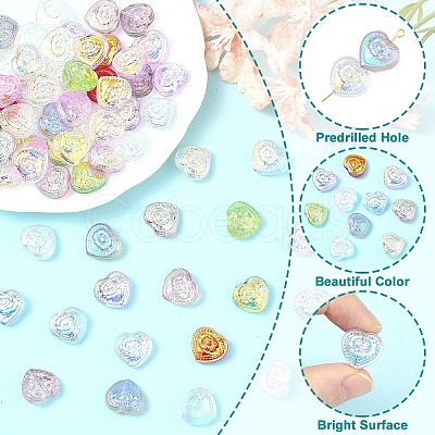 100Pcs 10 Colors Electroplate Baking Paint Glass Beads EGLA-YW0005-64-1