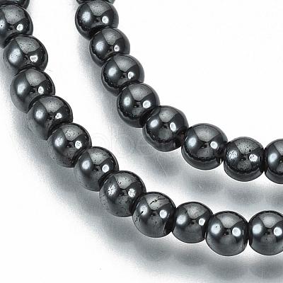 Non-magnetic Synthetic Hematite Beads Strands G-Q892-4mm-1