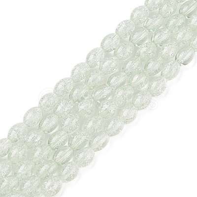 Transparent Crackle Glass Beads Strands DGLA-S085-6x8-01-1