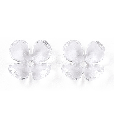 4-Petal Transparent Acrylic Bead Caps X-FACR-T001-09A-1