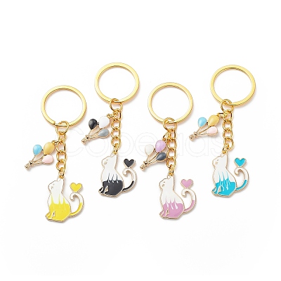 Cute Enamel Cat Pendant Keychain KEYC-JKC00420-1