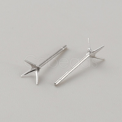 Rhomdium Plated 925 Sterling Silver Stud Earring Findings LS-STER-WH0009-15B-P-1