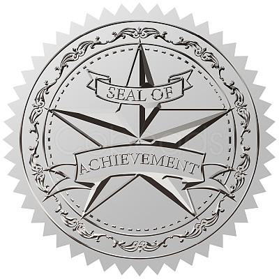 Round Silver Foil Embossed Picture Stickers DIY-WH0503-020-1