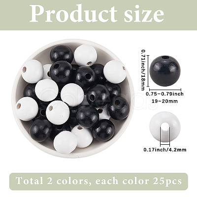 50Pcs 2 Colors Wood Large Hole European Beads WOOD-SP0001-50-1