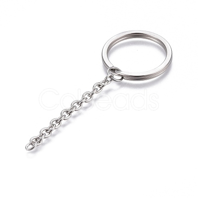 Tarnish Resistant 304 Stainless Steel Split Key Ring Clasps STAS-L226-009C-1