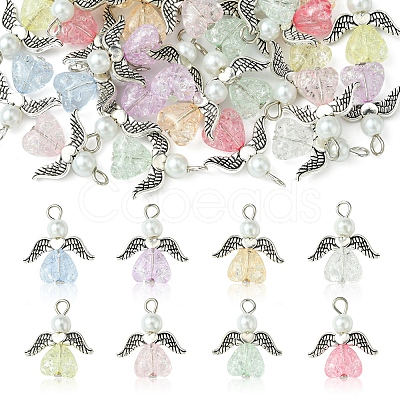 30Pcs Angel Acrylic & Glass Pendant PALLOY-FZ00016-1