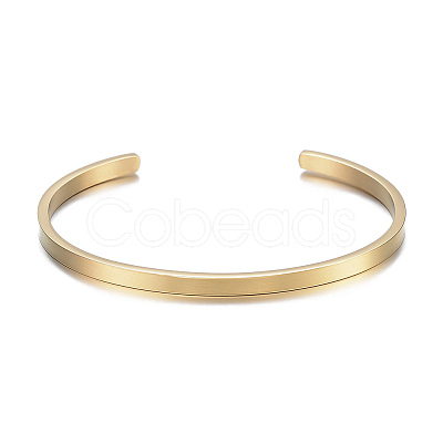 Ion Plating(IP) 304 Stainless Steel Cuff Bangles BJEW-K173-02G-1