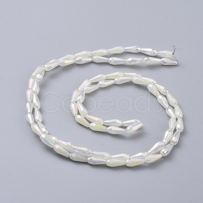 Electroplated Opaque Glass Beads Strands X-EGLA-L015-FR-B11-1