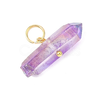 Dyed Natural Quartz Crystal Nuggets Pendants PALLOY-JF04582-02-S-1
