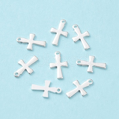 304 Stainless Steel Tiny Cross Charms STAS-L234-077S-1