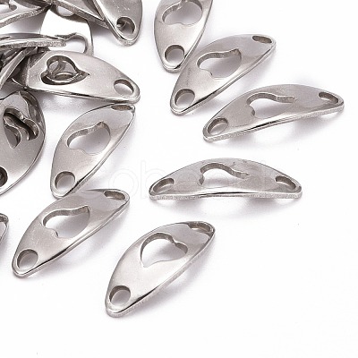 Tarnish Resistant Curved Oval with Heart 201 Stainless Steel Links connectors STAS-R071-26-1