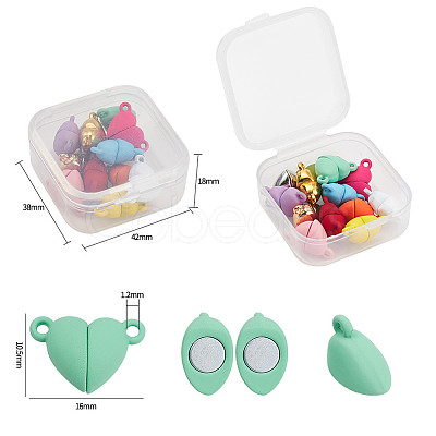 13 Sets 13 Colors Spray Painted Alloy Magnetic Clasps with Loops FIND-YW0001-31-1