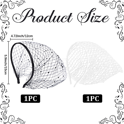 2Pcs 2 Colors Mesh Veil Cloth Hair Bands AJEW-CP0009-59-1