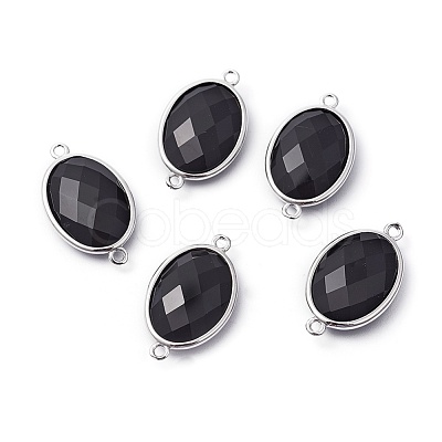 Platinum Tone Brass Natural Agate Links connectors G-F339-B03-1