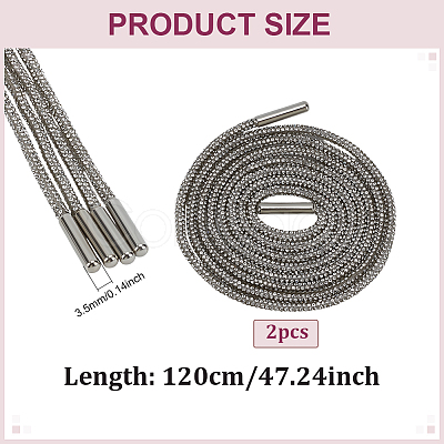 Rubber Rhinestone Shoelaces AJEW-WH0752-498A-1