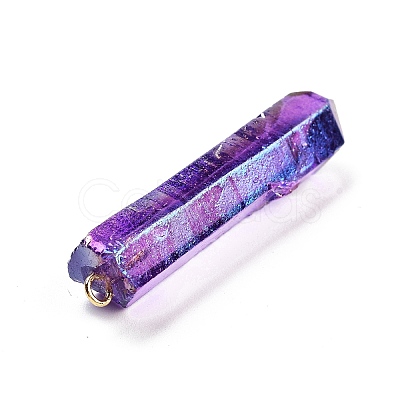Electroplated Natural Quartz Pendants G-P315-B01-01G-1