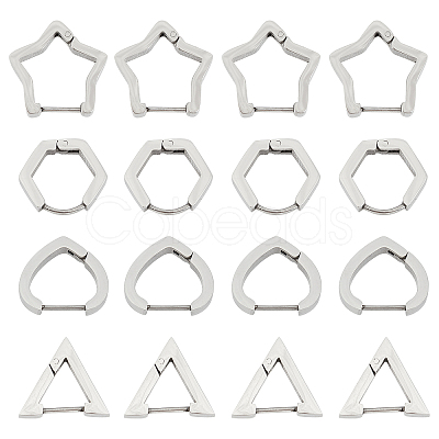 8Pairs 4 Styles 304 Stainless Steel Huggie Hoop Earrings STAS-UN0021-60P-1