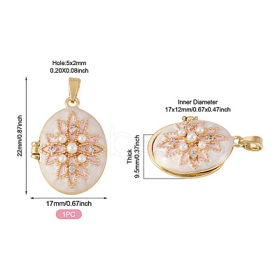 1Pc Brass Micro Pave Clear Cubic Zirconia Locket Pendants KK-TADJ0001-06-1