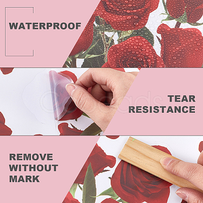 Rose PVC Self Adhesive Decorative Stickers DIY-WH20031-045-1