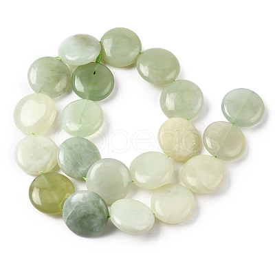 Natural Flat Round Xiuyan Jade Beads Strands G-L245-03B-1