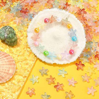 100Pcs Two Tone Transparent Glass Beads GLAA-CJ0001-84-1