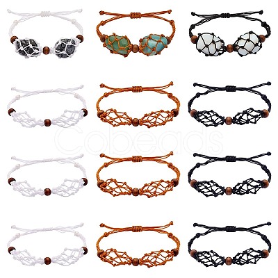 12Pcs Adjustable Braided Nylon Cord Macrame Pouch Bracelet Making AJEW-SW00010-02-1