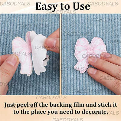 12Pcs 2 Styles Bowknot Polyester Iron on/Sew on Patches DIY-CY0001-15-1
