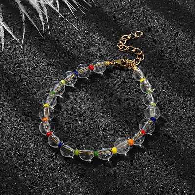 Acrylic & Seed Beaded Stretch Bracelets BJEW-JB10026-1