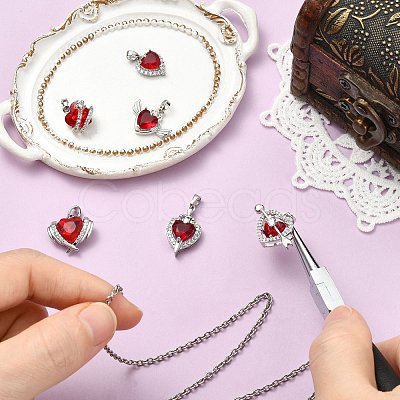 6Pcs 6 Styles Brass Pave Cubic Zirconia Pendants KK-CJ0014-15-1
