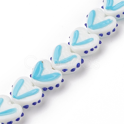 Heart Handmade Lampwork Beads Strands LAMP-G150-01K-1