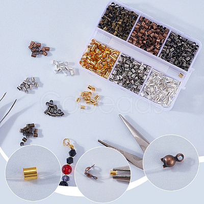 1200pcs 6 Colors Brass Crimp Beads KK-SP0002-29-1