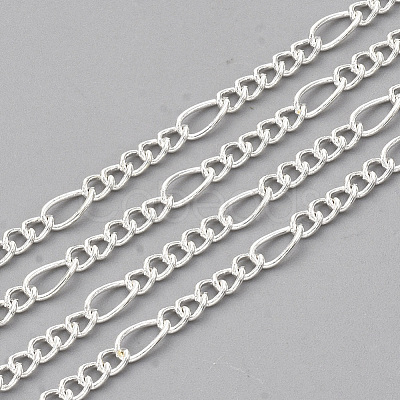 Brass Coated Iron Figaro Chain Necklace Making MAK-T006-03S-1